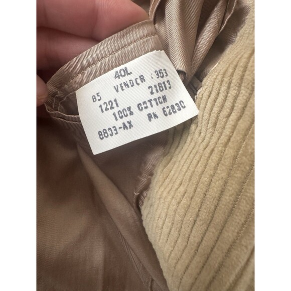 VINTAGE Lands End Mens 40L Tan Corduroy Blazer Sport Coat Jacket Elbow Patches - Picture 12 of 12